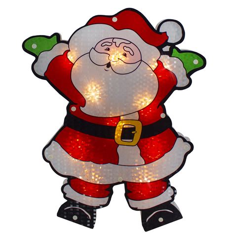 16.25" Lighted Holographic Santa Claus Christmas Window Silhouette ...