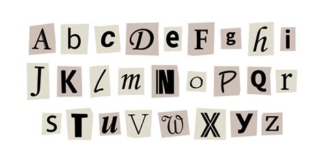 Vector ransom font. Letters cut-outs from newspaper. Character set ...