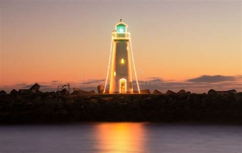 Santa Cruz Lighthouse at Sunset Stock Image - Image of landmark ...