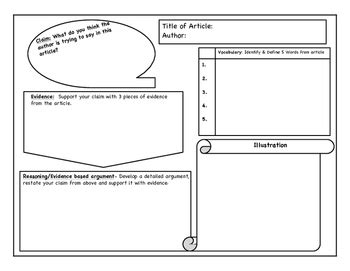 Claim, Evidence, Reasoning One Pager Graphic Organizer by Elizabeth ...