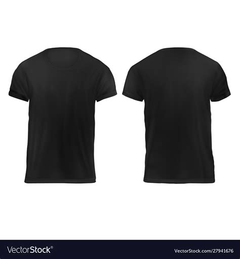 Un mock-up black mens t-shirt frontback Royalty Free Vector