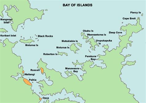 A map of the Bay of Islands in New Zealand. | Bay of islands, Paihia ...