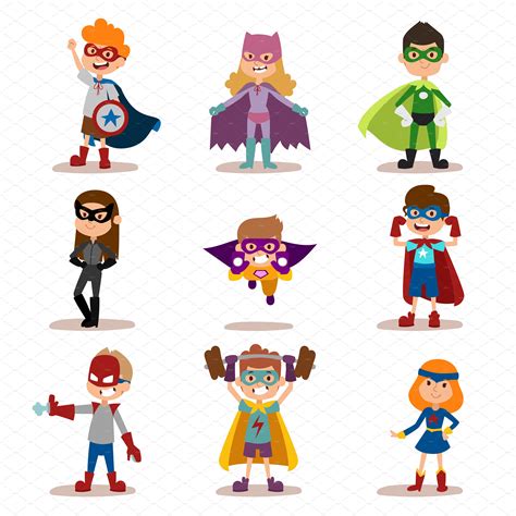 Superhero kids vector set | People Illustrations ~ Creative Market