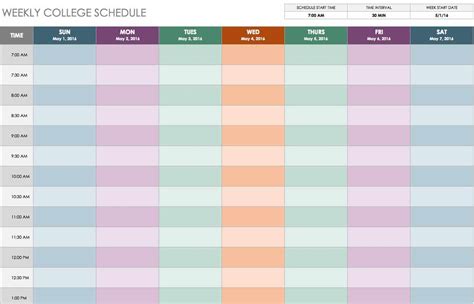 Template Weekly Schedule Printable