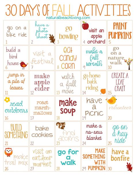 30 Days of Fall Activities for the Whole Family (free printable ...