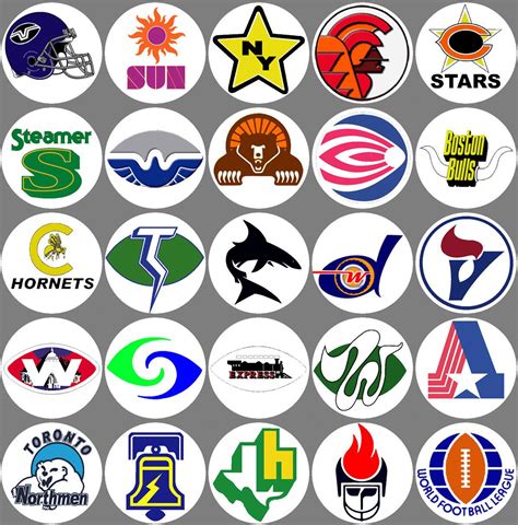 WFL all 28 team logos Buttons or Magnets NEW 1.25 inch World Football ...