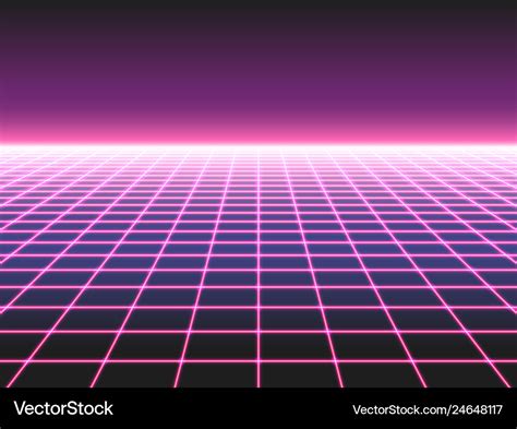 Retro futuristic neon grid background 80s design Vector Image