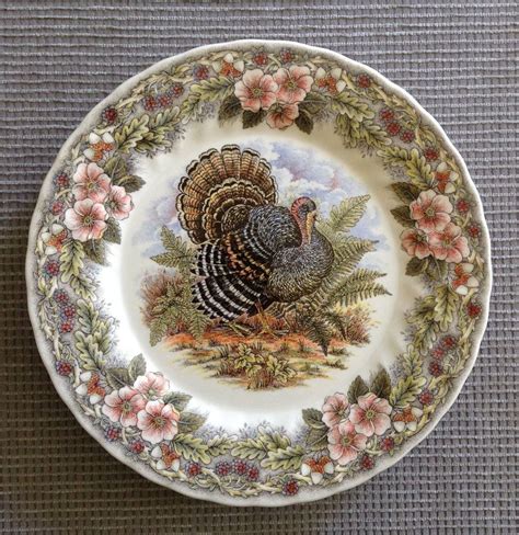 Set of 4 Queen's Myott Thanksgiving 10 Turkey Dinner Plates Kitchen ...