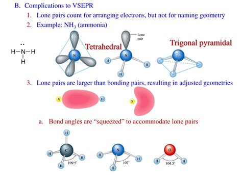 PPT - I. VSEPR = Valence Shell Electron-Pair Repulsion Electron pairs ...