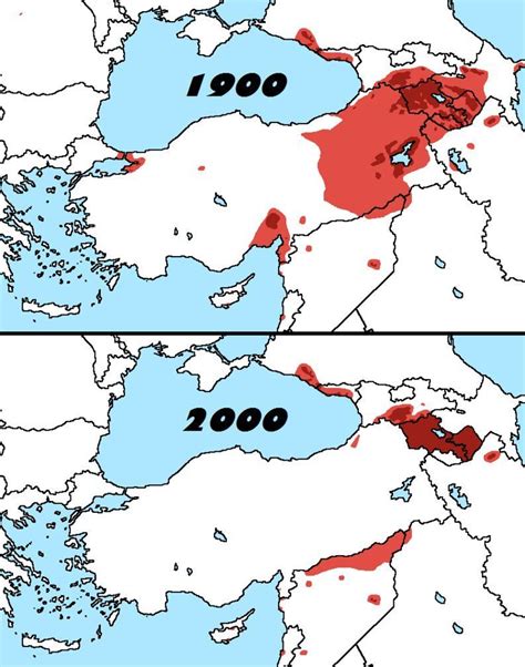 Distribution of Armenians in 1900 and 2000 | Map, Historical maps ...