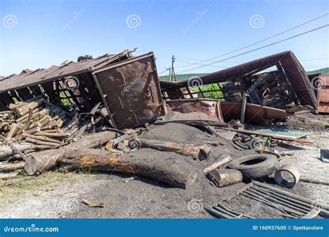 Cargo Damaged in Freight Train Derailment Stock Photo - Image of iron ...