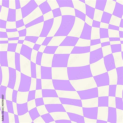 Y2K distorted checkered seamless pattern. Cute purple trippy groovy ...