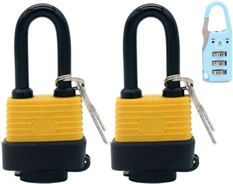 Set of 2 Keyed Alike Waterproof Padlock, 2” Wide Body - Weather ...