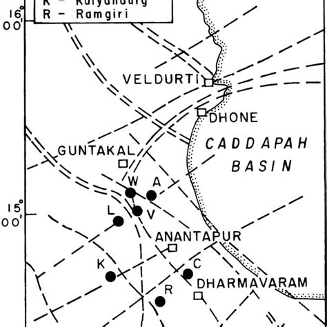 Geological map showing different rock formation around the kimberlite ...