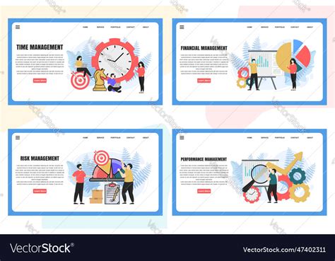 Set of web page design templates for management Vector Image