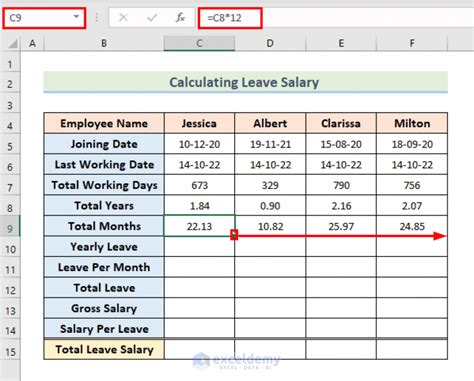 Leave Salary Calculation in Excel (With Easy Steps) - ExcelDemy