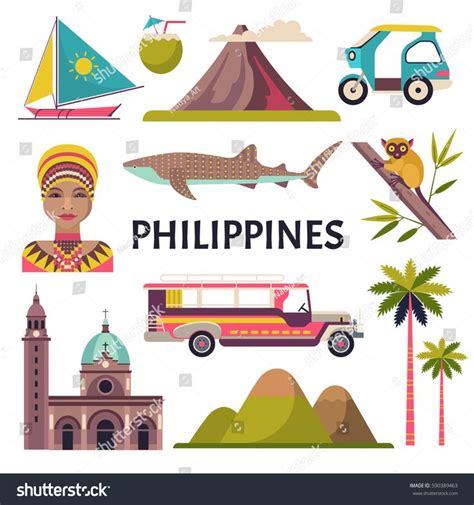 Philippines Icons Set Vector Collection Philippine Stock Vector ...