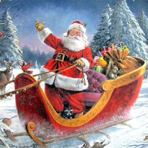 Vintage Santa Claus Large Canvas Print Decoration Wall Art Christmas ...