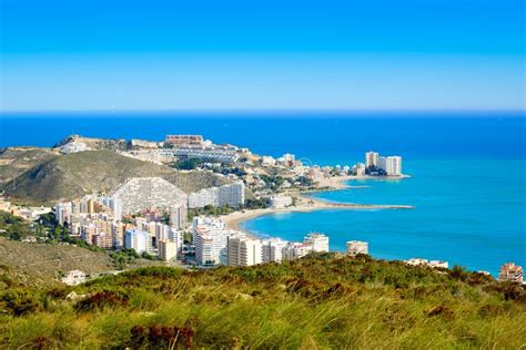 Cullera Beach Aerial With Skyline Of Village Valencia Stock Image ...