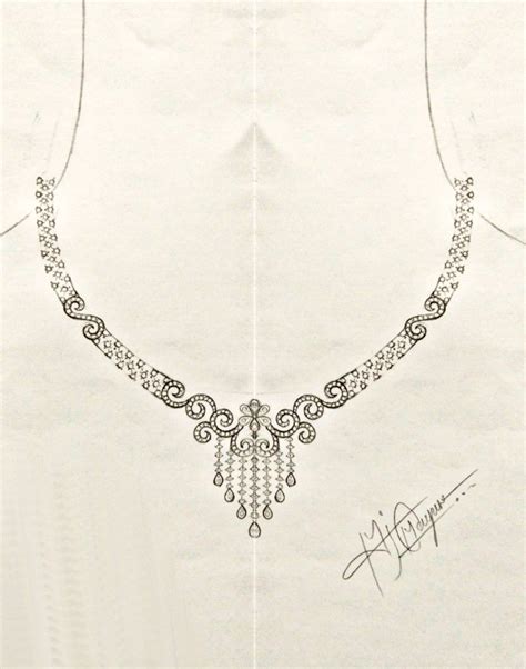 Diamond necklace | Jewellery design sketches, Art jewelry design ...