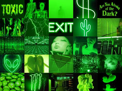 Neon Green Aesthetic Collage