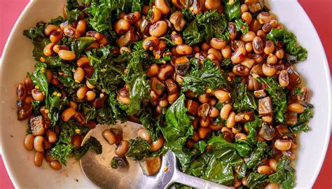 Mushroom Lardons with Black-Eyed Peas and Greens | The Splendid Table