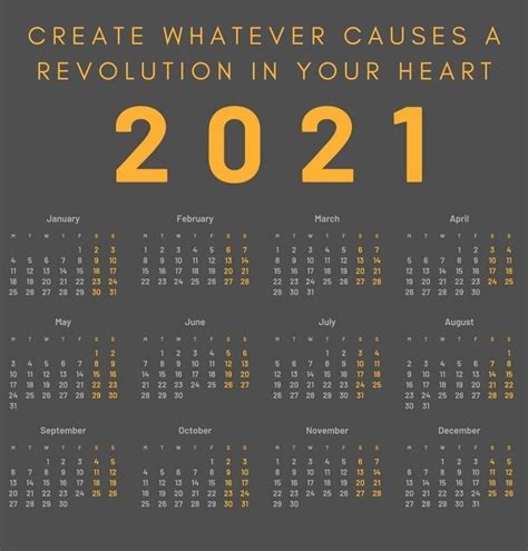 Motivational Calendar Template 2021 | Best Calendar Example