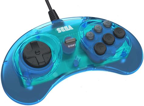 Retro-Bit Official Sega Genesis Controller 6-Button Arcade Pad - Clear ...