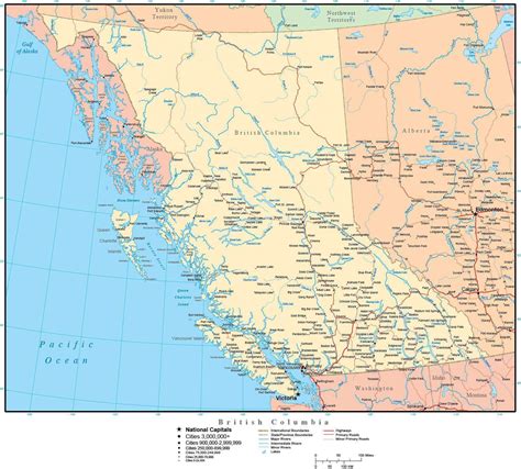 British Columbia Province map in Adobe Illustrator vector format