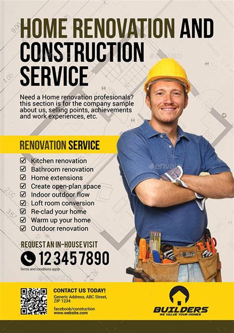 Company Construction and Building Flyer in 2020 | Construction business ...