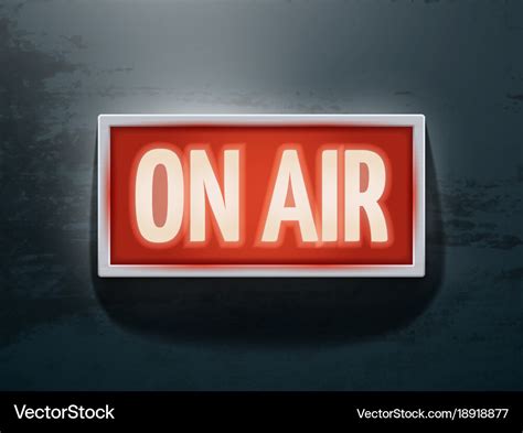 Broadcast studio on air light sign on wall Vector Image