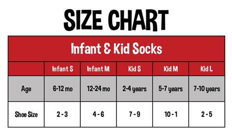 Little Girls Sock Size Chart