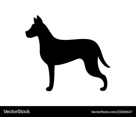 Black dog silhouette canine animal icon Royalty Free Vector