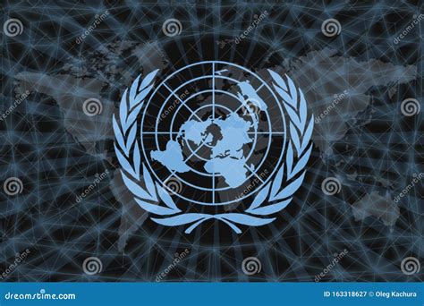 United Nations Logo, On A Black Background With World Map And Network ...