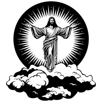 Ascension Black Decorative Painting Vector, Black, Jesus, Ascension Day ...