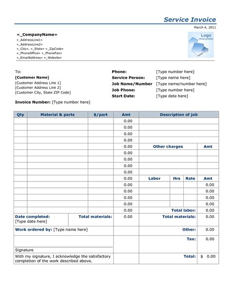 General Labor Invoice Spreadsheet Templates for Busines Labor Receipt ...