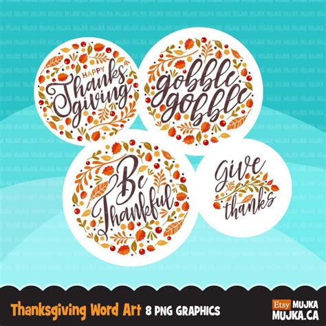 Thanksgiving Clipart. Thanksgiving Word Art Lettering Fall - Etsy