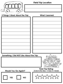 FREEBIE 2 PG - FIELD TRIP WORKSHEETS (2 VERSIONS) BLK & WHT | TPT