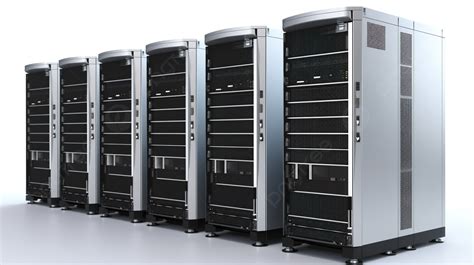 White Background With 3d Rendered Server Computer Cluster, Server Room ...