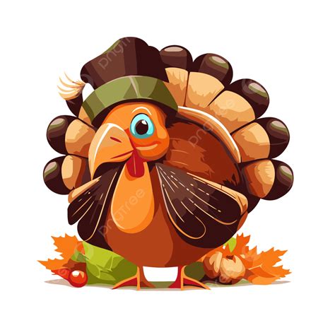 Happy Thanksgiving Turkey Vector, Sticker Clipart An Animated Cartoon ...