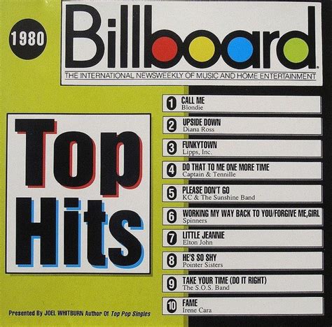 1980 Billboard Music top 10 hits -- I was in high school then. Wow ...