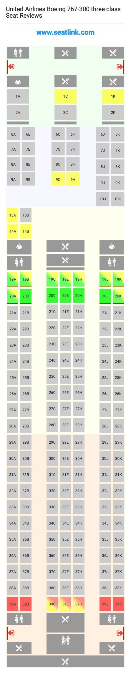 United Airlines Boeing 767-300 three class Seating Chart - Updated ...