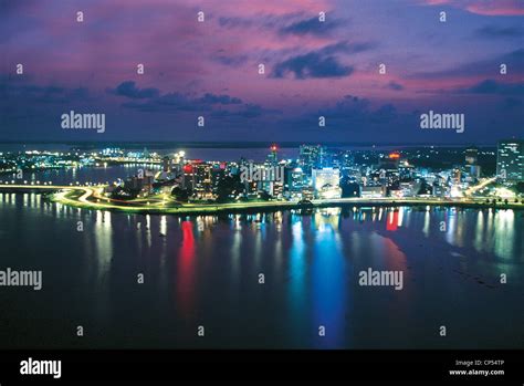 Ivory Coast - Abidjan. Night Stock Photo - Alamy