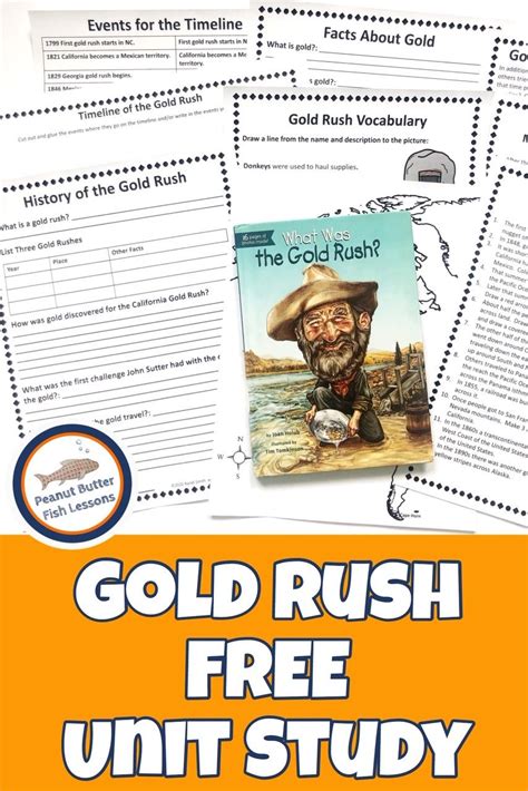 Gold Rush FREE Unit Study - peanut butter fish lessons | Social studies ...