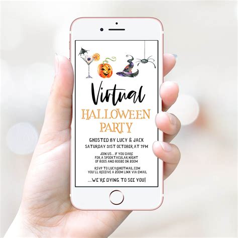 EDITABLE Virtual Halloween Invitation | Halloween Invitations ...