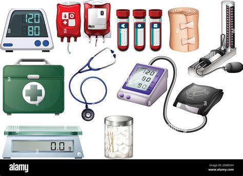 Medical and Nursing Equipments on White Background Stock Vector Image ...