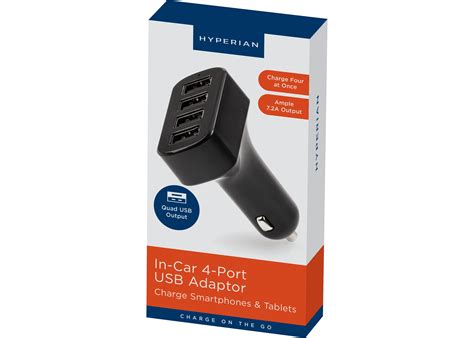 In-Car 4-Port USB Adaptor | Hyperian