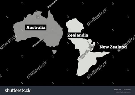 Lost Continent Zealandia Map Vector Illustration Stock Vector (Royalty ...