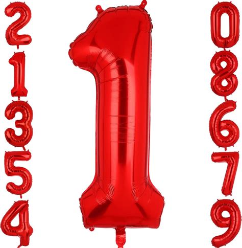 40 Inch Large Foil Number 1 Balloons Red Big Mylar Helium Balloon ...