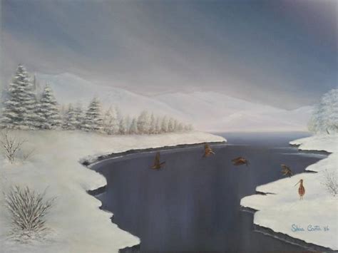 Snowy landscape Painting by SILVIA CARTA | Saatchi Art